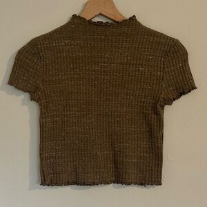 Waffle-knit Cropped Tee